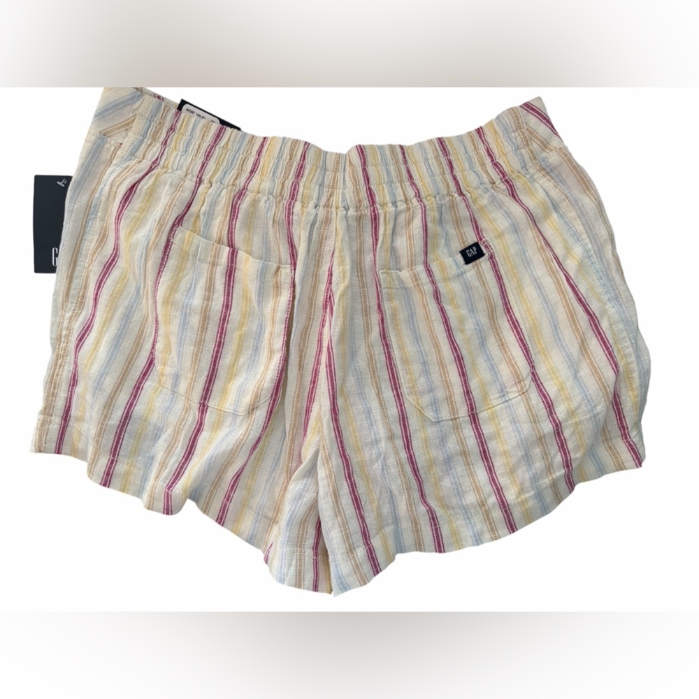 Gap Linen Lightweight Pull On Elastic Waistband Short Dotted Sun Stripe NWT - Picture 2 of 8